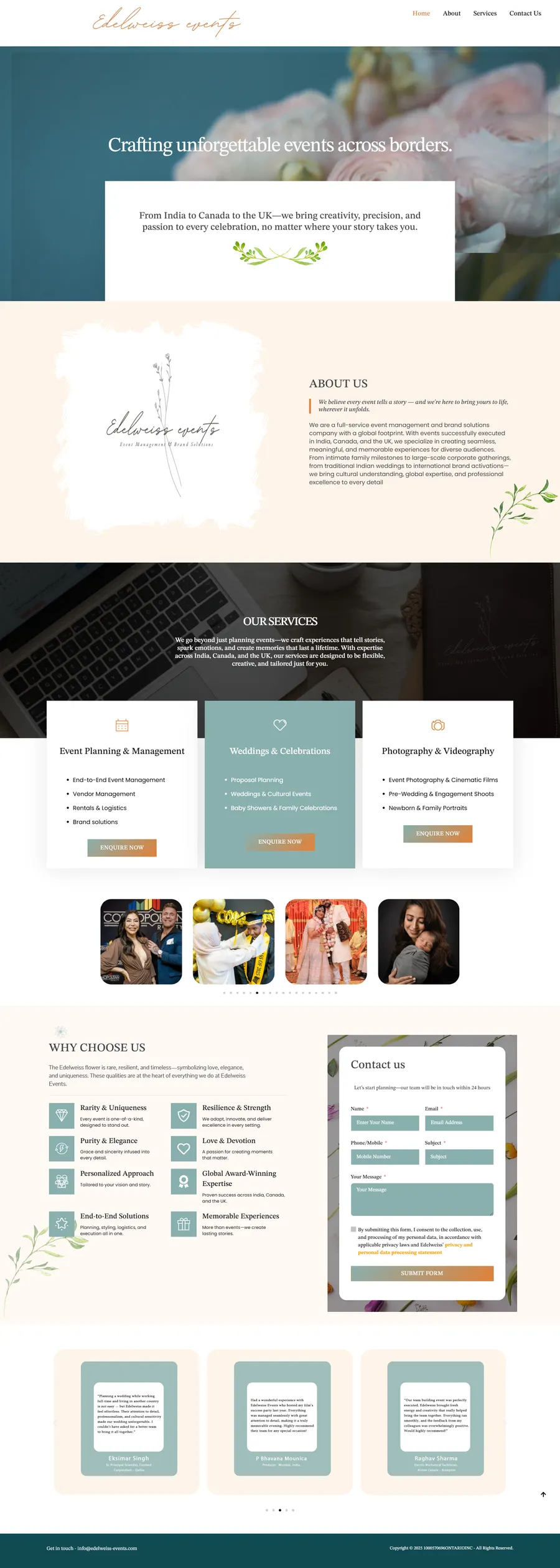 edelweiss-events.com website screenshot