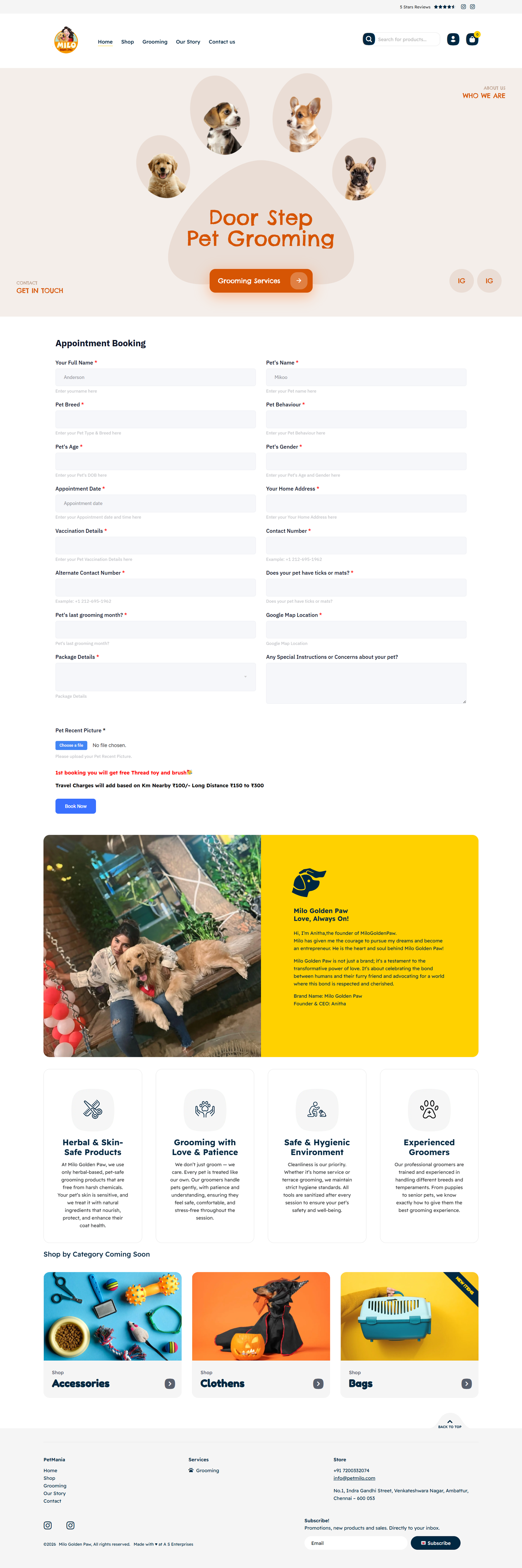 milogoldenpaw.com website screenshot