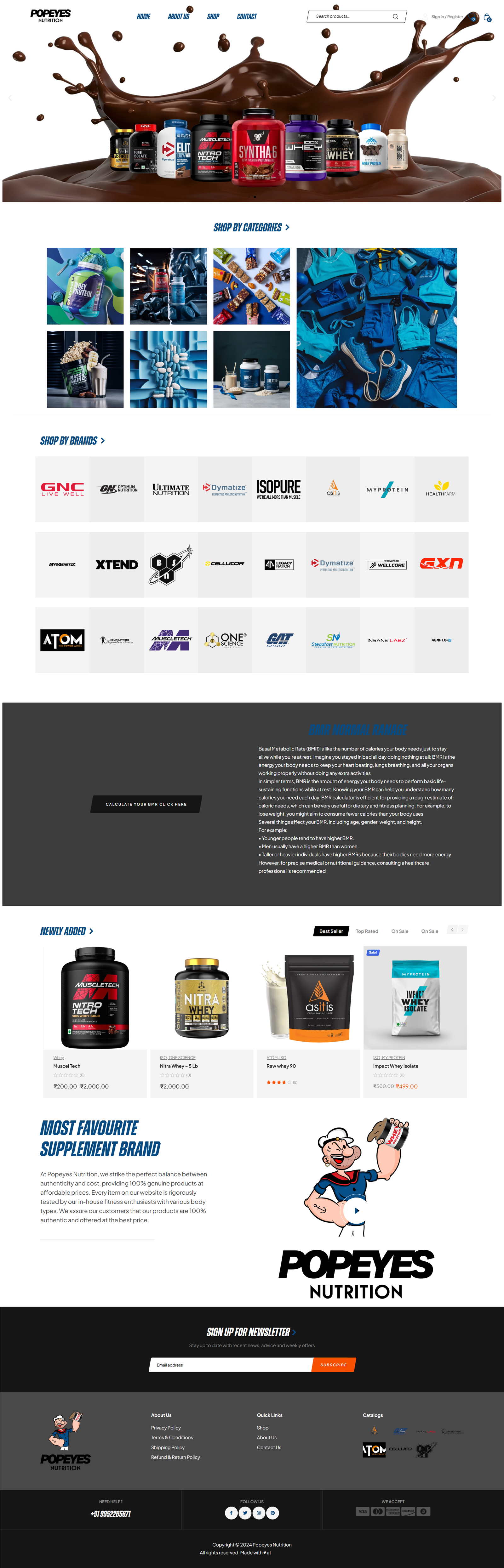 popeyesnutrition.in website screenshot