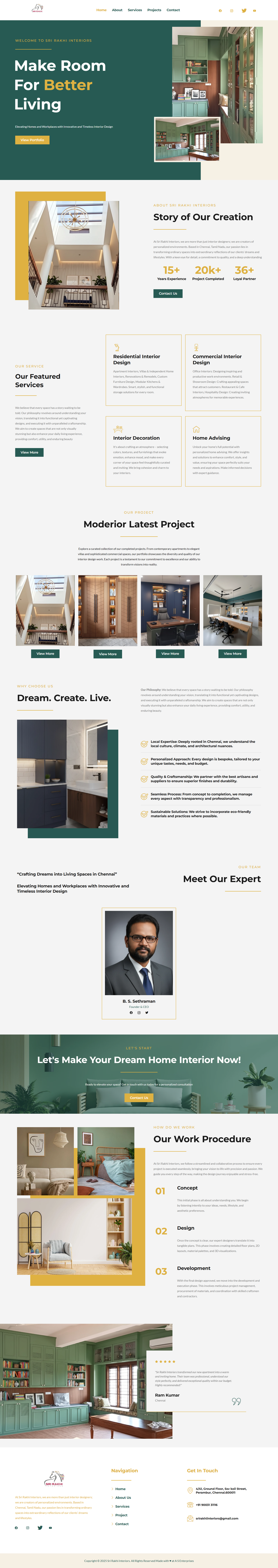 srirakhiinteriors.com website screenshot