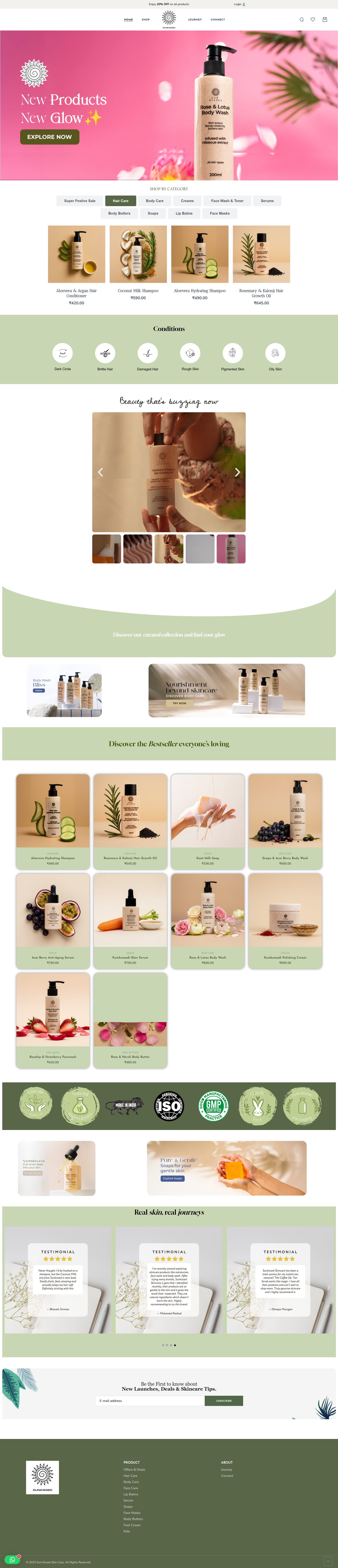 sunkissedskincare.in website screenshot
