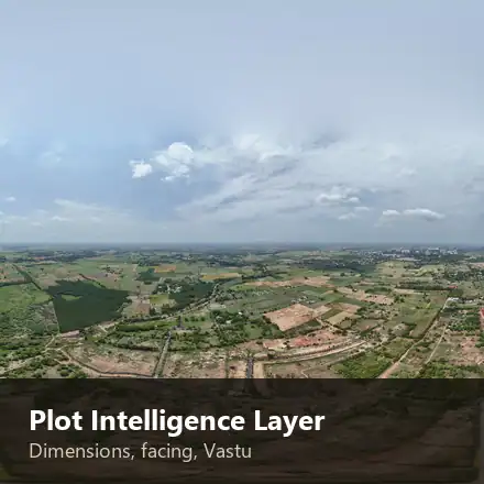 Plot boundaries and a plot detail card appearing over the 360 view