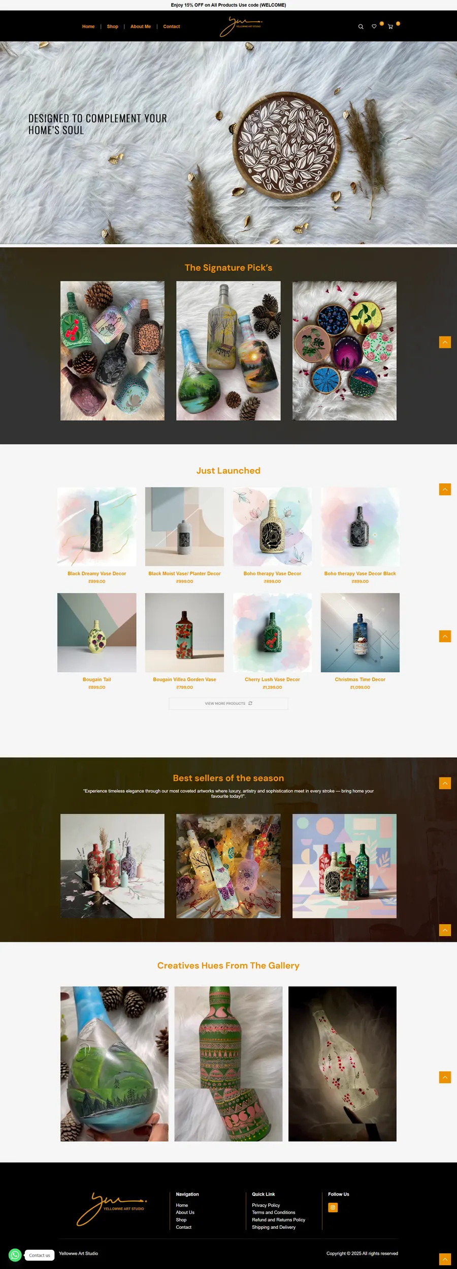 yellowweartstudio.com website screenshot