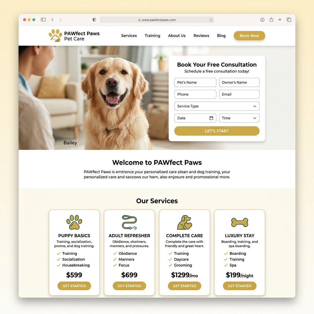 Milo Golden Paw website mockup