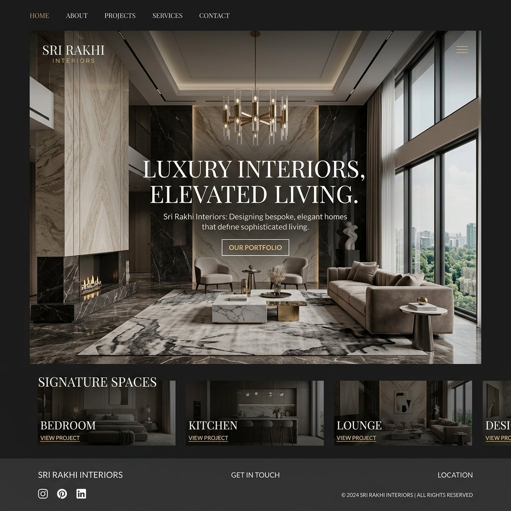 Sri Rakhi Interiors website mockup