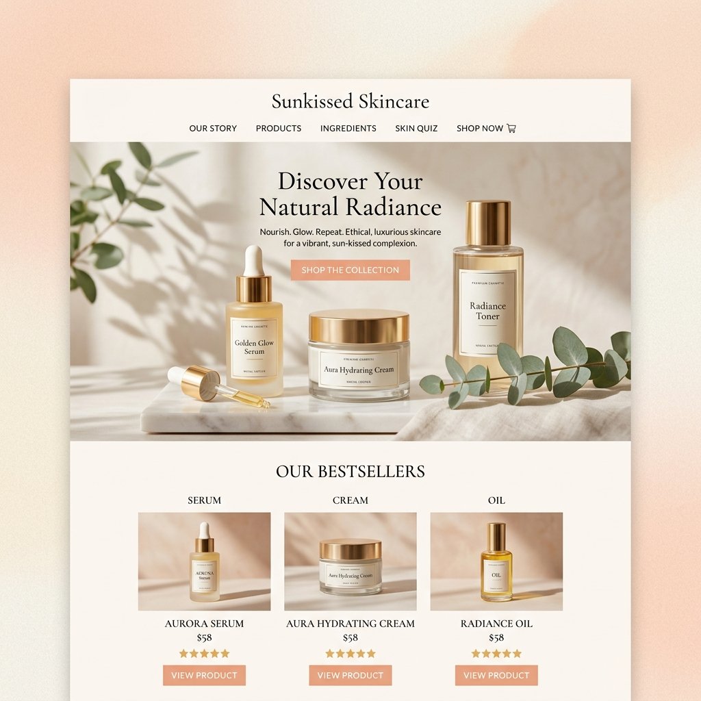 Sunkissed Skincare website mockup